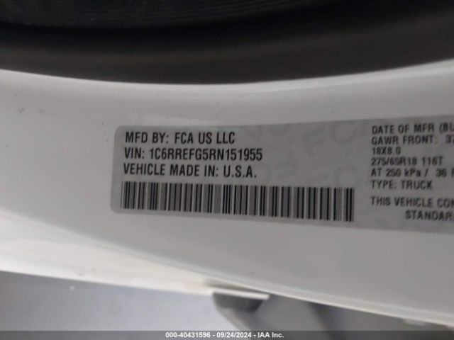 1C6RREFG5RN151955 RAM 1500 Big Horn  4x2 5'7 Box