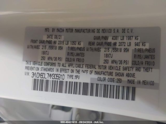 3MVDMBDL7MM305910 Mazda Cx-30 Premium