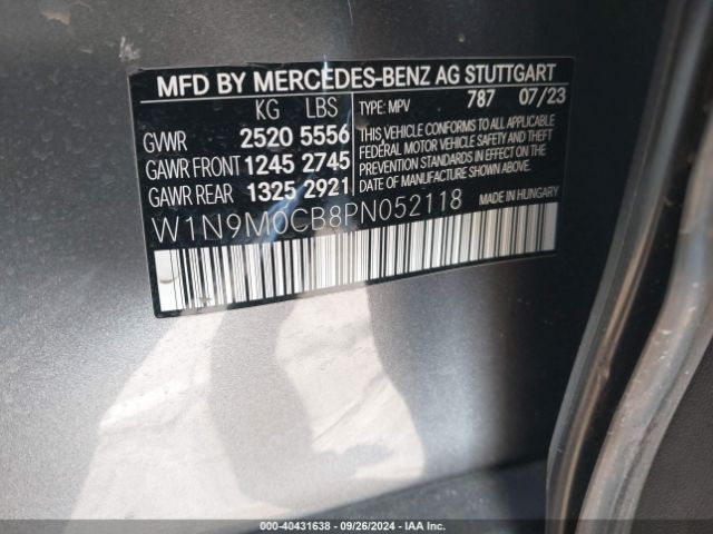 W1N9M0CB8PN052118 Mercedes-Benz Eqb 250 Suv