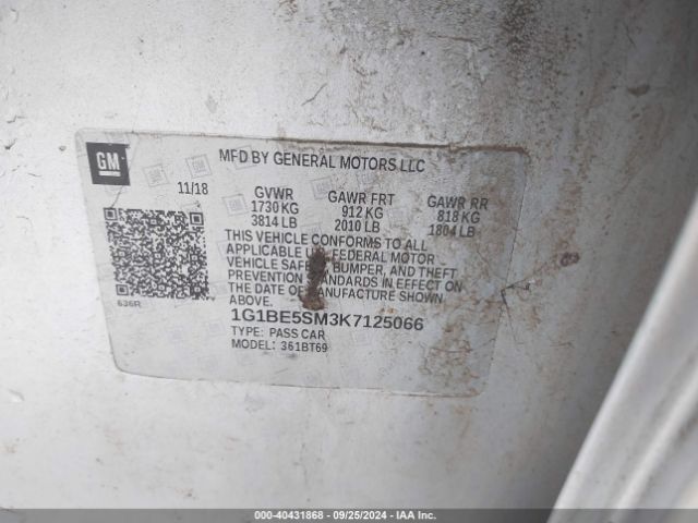 1G1BE5SM3K7125066 Chevrolet CRUZE LT