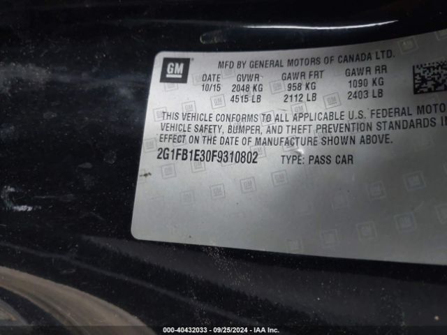 2G1FB1E30F9310802 Chevrolet Camaro 2ls