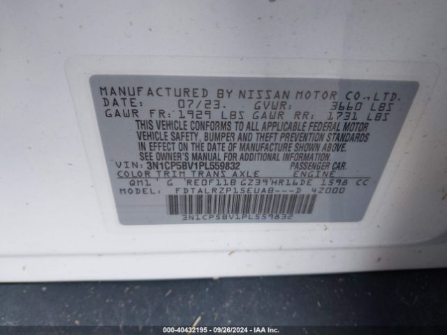 3N1CP5BV1PL559832 Nissan Kicks S Xtronic Cvt