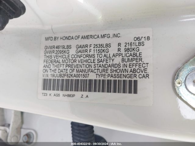 19UUB2F62KA001507 Acura Tlx Tech   A-spec Pkgs