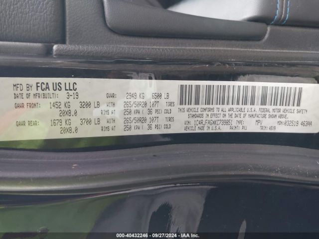 1C4RJFAGXKC739851 Jeep Grand Cherokee Upland 4x4