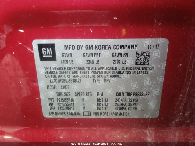 KL4CJHSB5JB588422 Buick Encore Premium