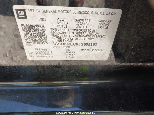 Chevrolet Silverado 1500 2lt 2018 3GCUKREC9JG505163 Image 9