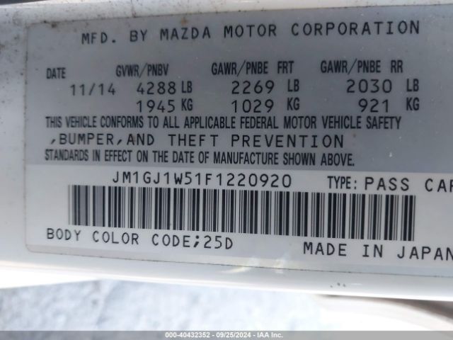 JM1GJ1W51F1220920 Mazda Mazda6 I Grand Touring