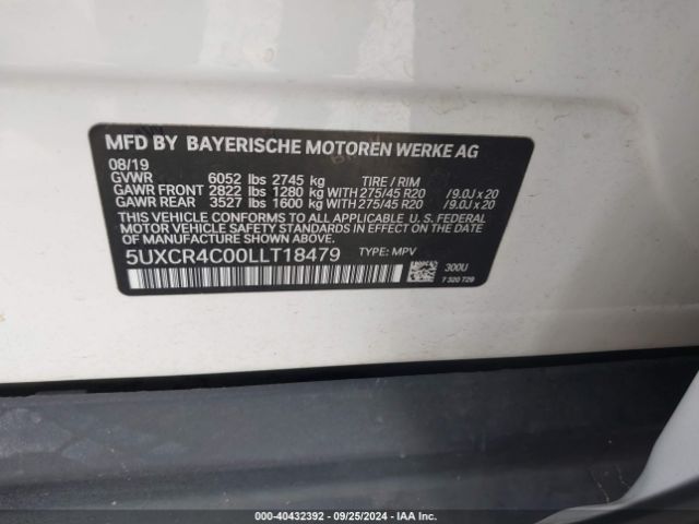 5UXCR4C00LLT18479 BMW X5 Sdrive40i