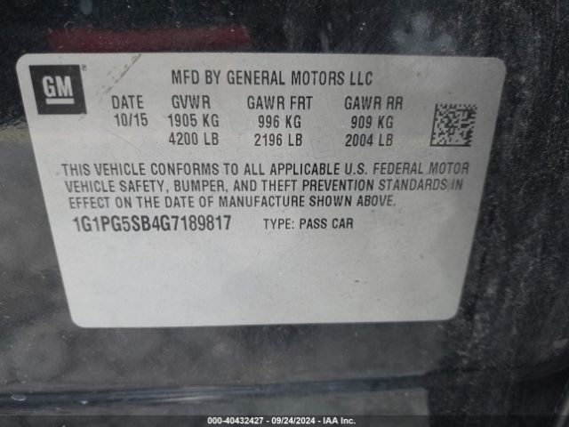 1G1PG5SB4G7189817 Chevrolet Cruze Limited Ltz Auto