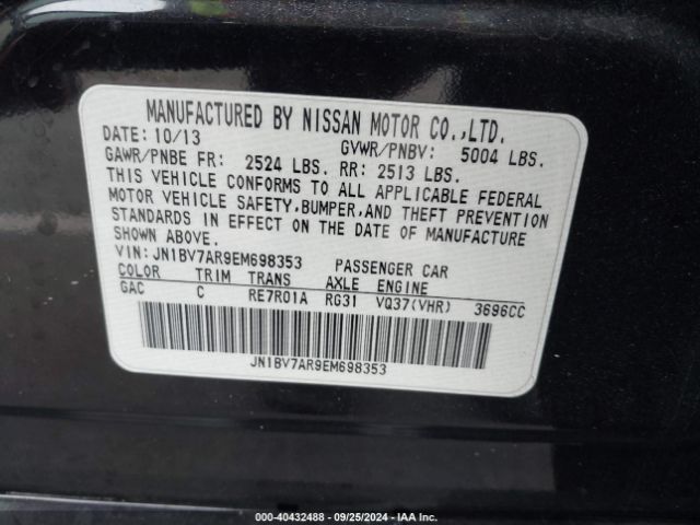 JN1BV7AR9EM698353 Infiniti Q50 Premium