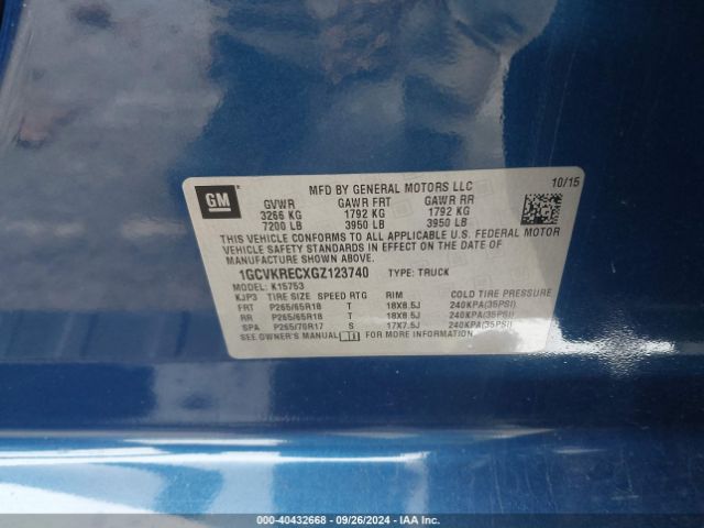 1GCVKRECXGZ123740 Chevrolet Silverado 1500 2lt