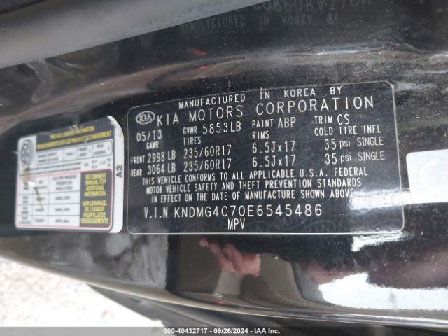 KNDMG4C70E6545486 KIA SEDONA LX