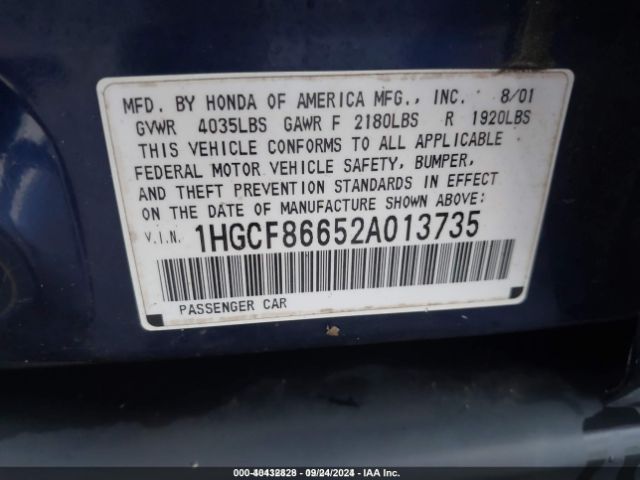 2002 HONDA ACCORD SDN 1HGCF86652A013735 Photo 8