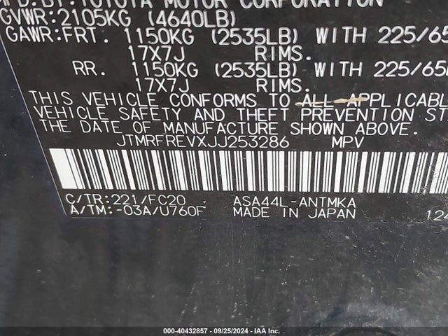 Toyota Rav4 Xle 2018 JTMRFREVXJJ253286 Image 9