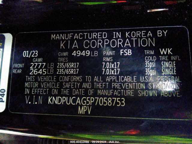 KNDPUCAG5P7058753 KIA Sportage Hybrid Lx
