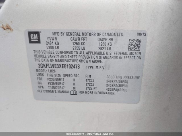 2GKFLWE3XE6102478 GMC Terrain Sle-2