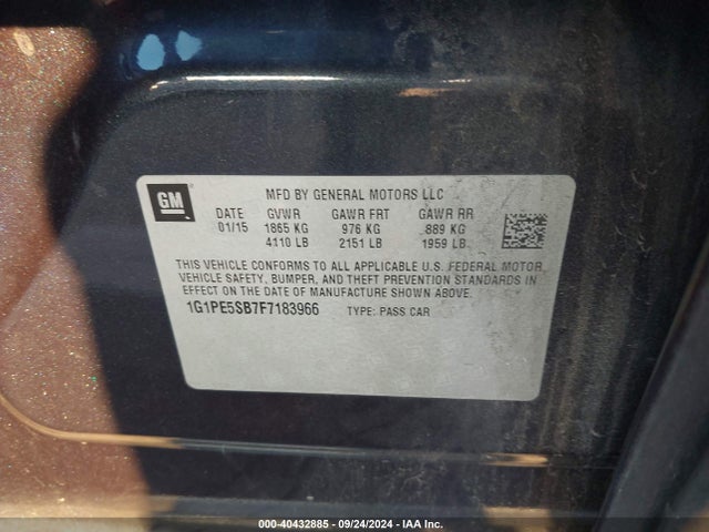 1G1PE5SB7F7183966 Chevrolet Cruze 2lt Auto