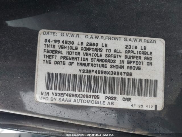 1999 SAAB 9-5 YS3EF48E0X3084785 Photo 8