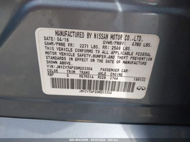 JN1CV7AP2GM203304 Infiniti Q50 2.0t Premium