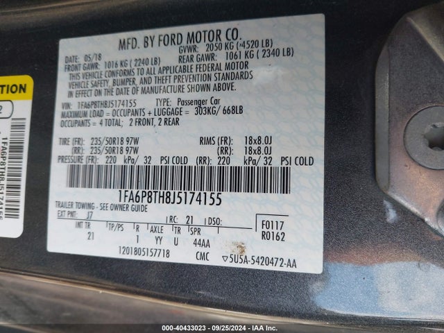Ford Mustang Ecoboost 2018 1FA6P8TH8J5174155 Image 9