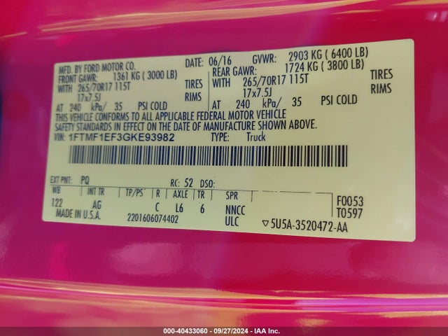 1FTMF1EF3GKE93982 Ford F-150 Xl