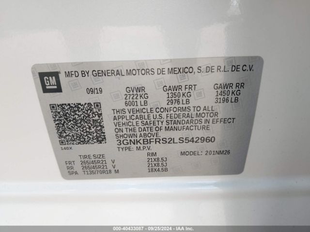 3GNKBFRS2LS542960 Chevrolet Blazer Fwd Premier