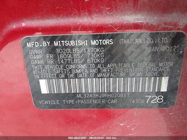 2017 MITSUBISHI MIRAGE ML32A3HJ9HH020817 Photo 8