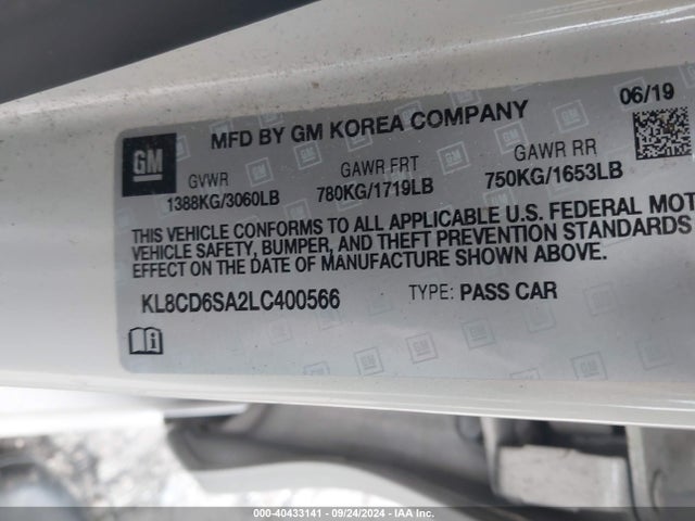 Chevrolet Spark Fwd 1lt Automatic 2020 KL8CD6SA2LC400566 Image 9