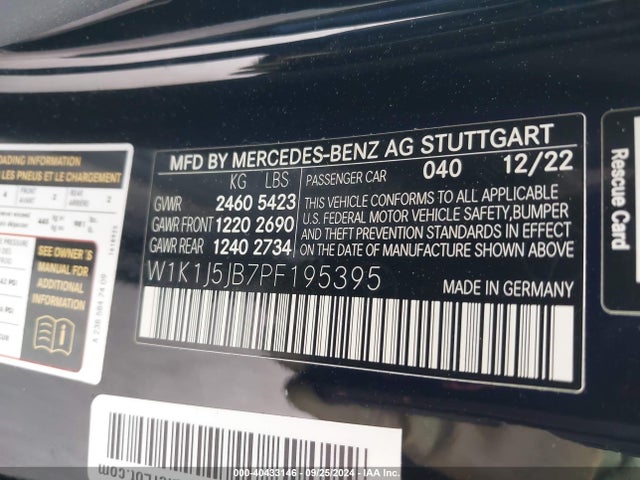 W1K1J5JB7PF195395 Mercedes-Benz E 450