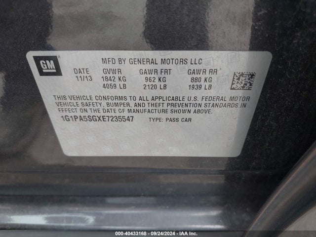 Chevrolet Cruze Ls Auto 2014 1G1PA5SGXE7235547 Image 9