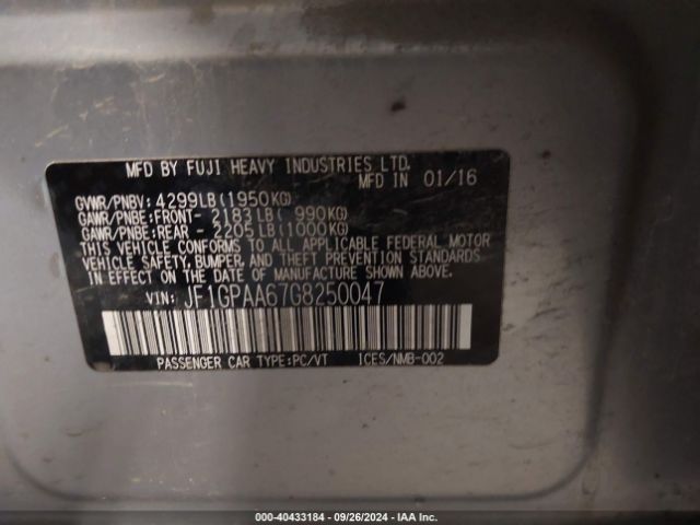 JF1GPAA67G8250047 Subaru Impreza 2.0i