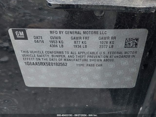 1G6AA5RX5E0182562 Cadillac Ats Standard