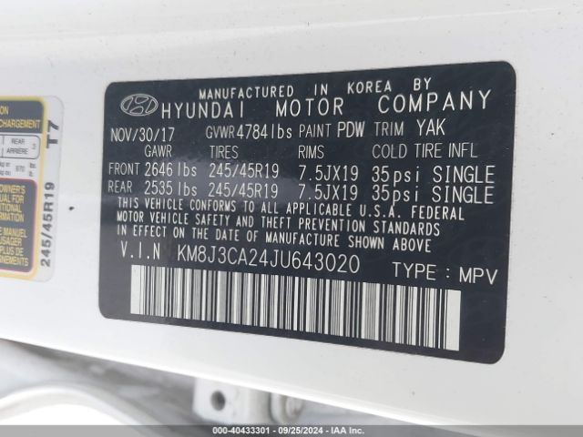 KM8J3CA24JU643020 Hyundai Tucson Value