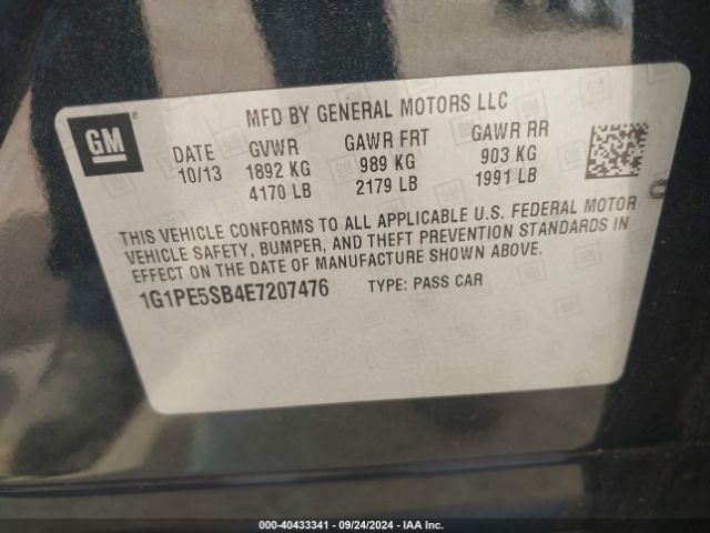 1G1PE5SB4E7207476 Chevrolet Cruze 2lt Auto