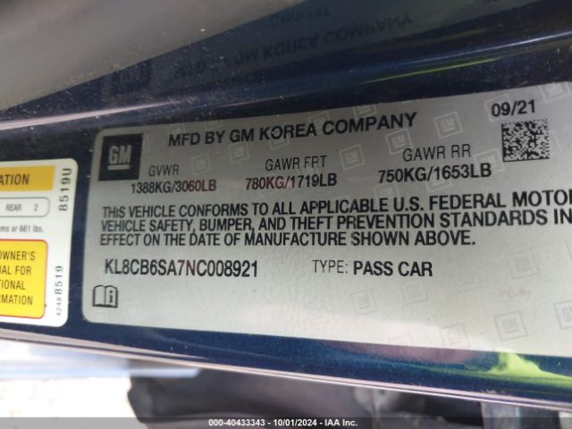 KL8CB6SA7NC008921 Chevrolet Spark Fwd Ls Automatic