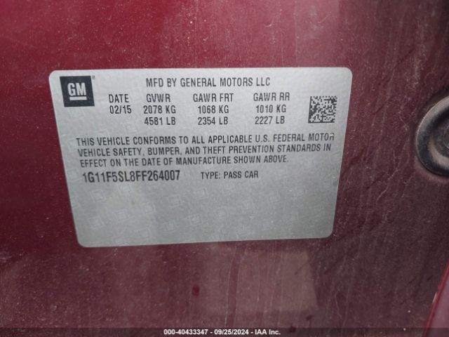 1G11F5SL8FF264007 Chevrolet Malibu 1lz