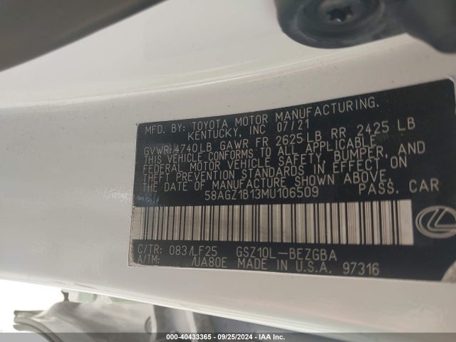 58AGZ1B13MU106509 Lexus Es 350 F Sport