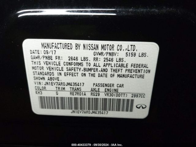 JN1EV7AR0JM435417 Infiniti Q50 3.0t Sport