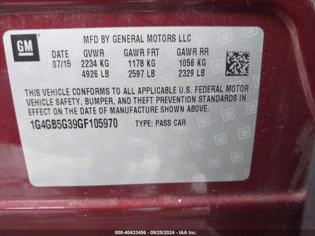 1G4GB5G39GF105970 Buick Lacrosse Leather