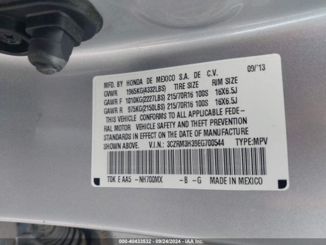 3CZRM3H39EG700544 Honda CR-V LX