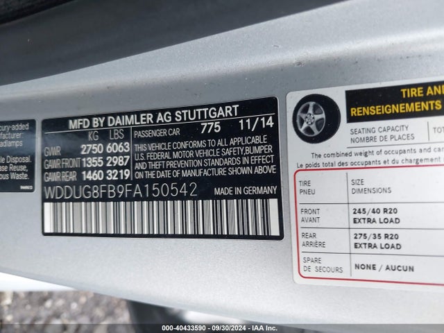 WDDUG8FB9FA150542 Mercedes-Benz S 550 4matic