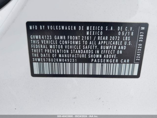 3VWE57BU2KM049231 Volkswagen Jetta 1.4t Sel