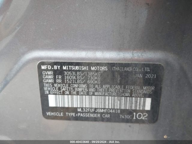 ML32FUFJ6MHF04418 Mitsubishi Mirage G4 Carbonite Edition/es/le