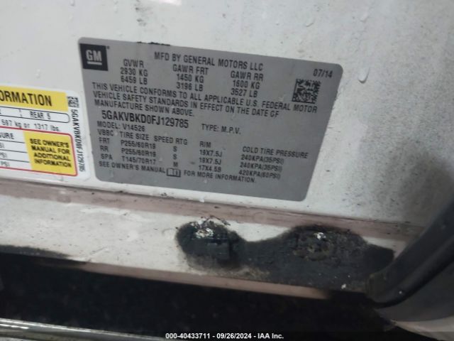 5GAKVBKD0FJ129785 Buick Enclave Leather