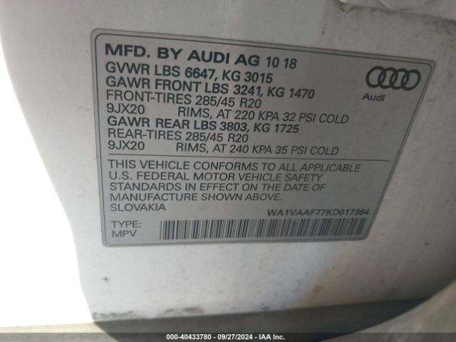 WA1VAAF77KD017364 Audi Q7 55 Premium
