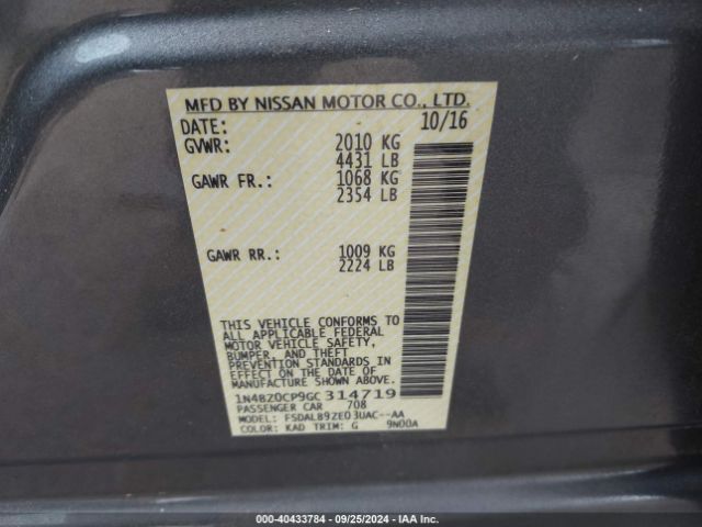 1N4BZ0CP9GC314719 Nissan LEAF S