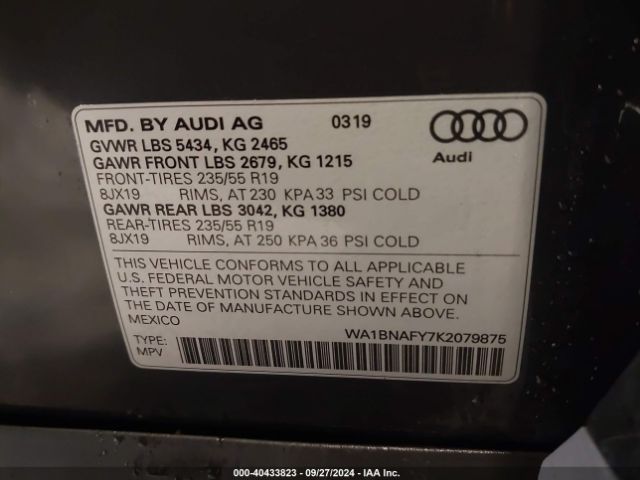 WA1BNAFY7K2079875 Audi Q5 45 Premium