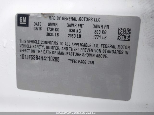 1G1JF5SB4H4110285 Chevrolet Sonic Premier Auto