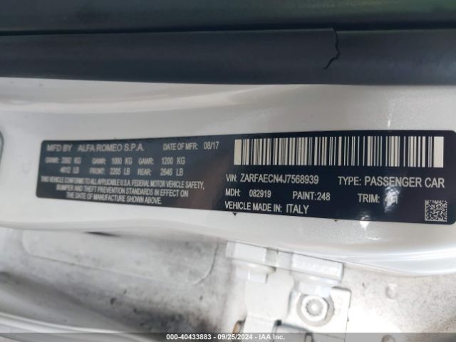 ZARFAECN4J7568939 Alfa Romeo Giulia Ti Sport Rwd