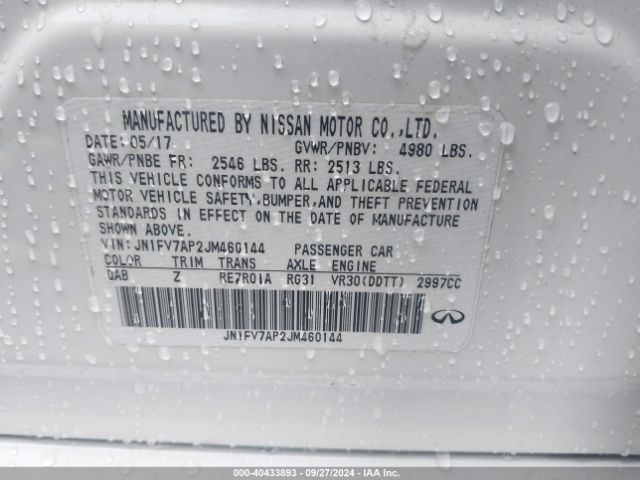 JN1FV7AP2JM460144 Infiniti Q50 3.0t Red Sport 400
